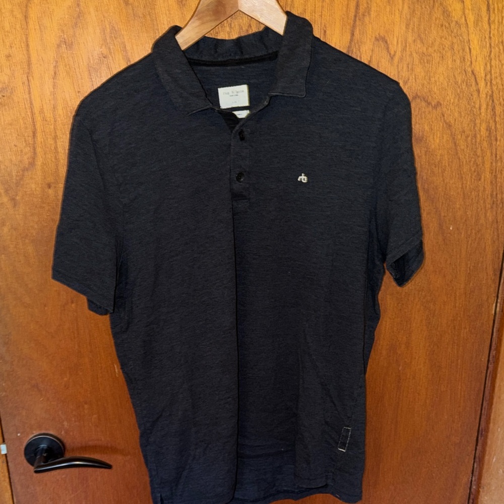 rag & bone Men's Black Short-Sleeve Polo with Subtle Logo